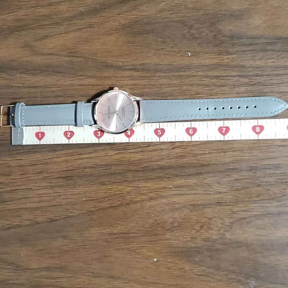 NEW Monroe Classique Rose Gold Solérose Charcoal Leather Ladies‎ Watch